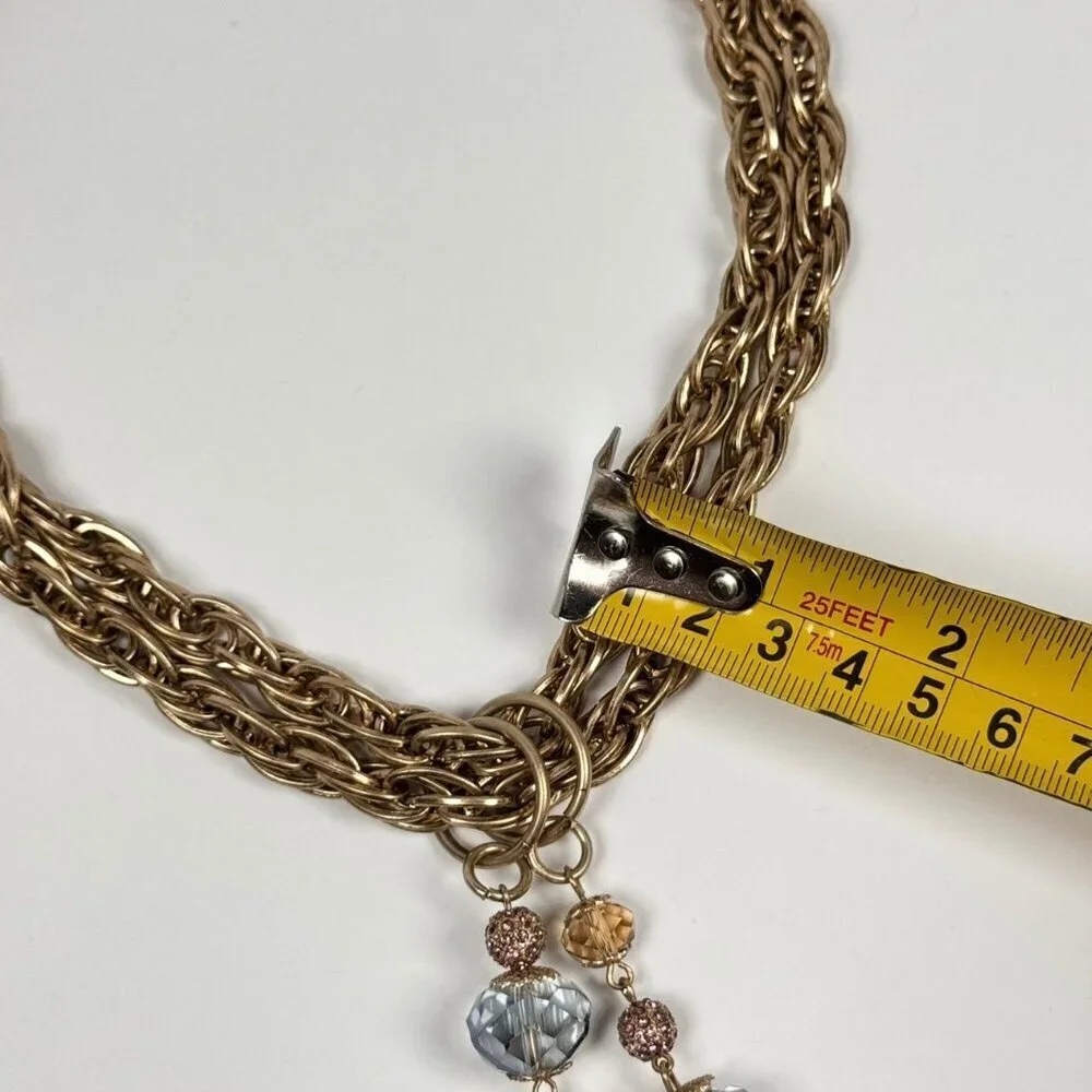 NWT Vintage Y2K  Betsey Johnson Chunky Chain Pendant Necklace Gold Skull